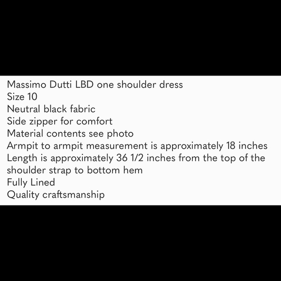 Massimo Dutti one shoulder little black dress size 10 - Picture 9 of 9